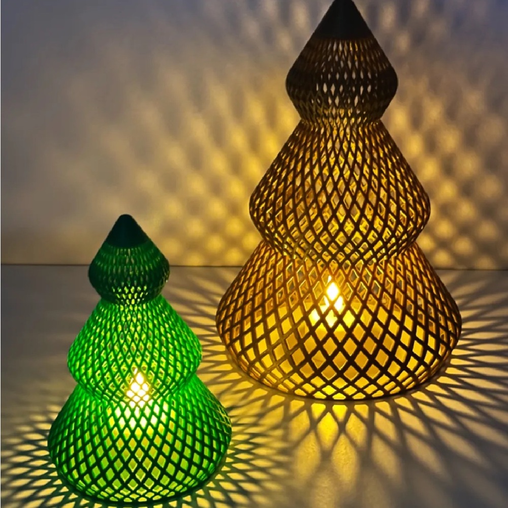 3D Printed Mesh Whimsical Christmas Tree Lantern Decor